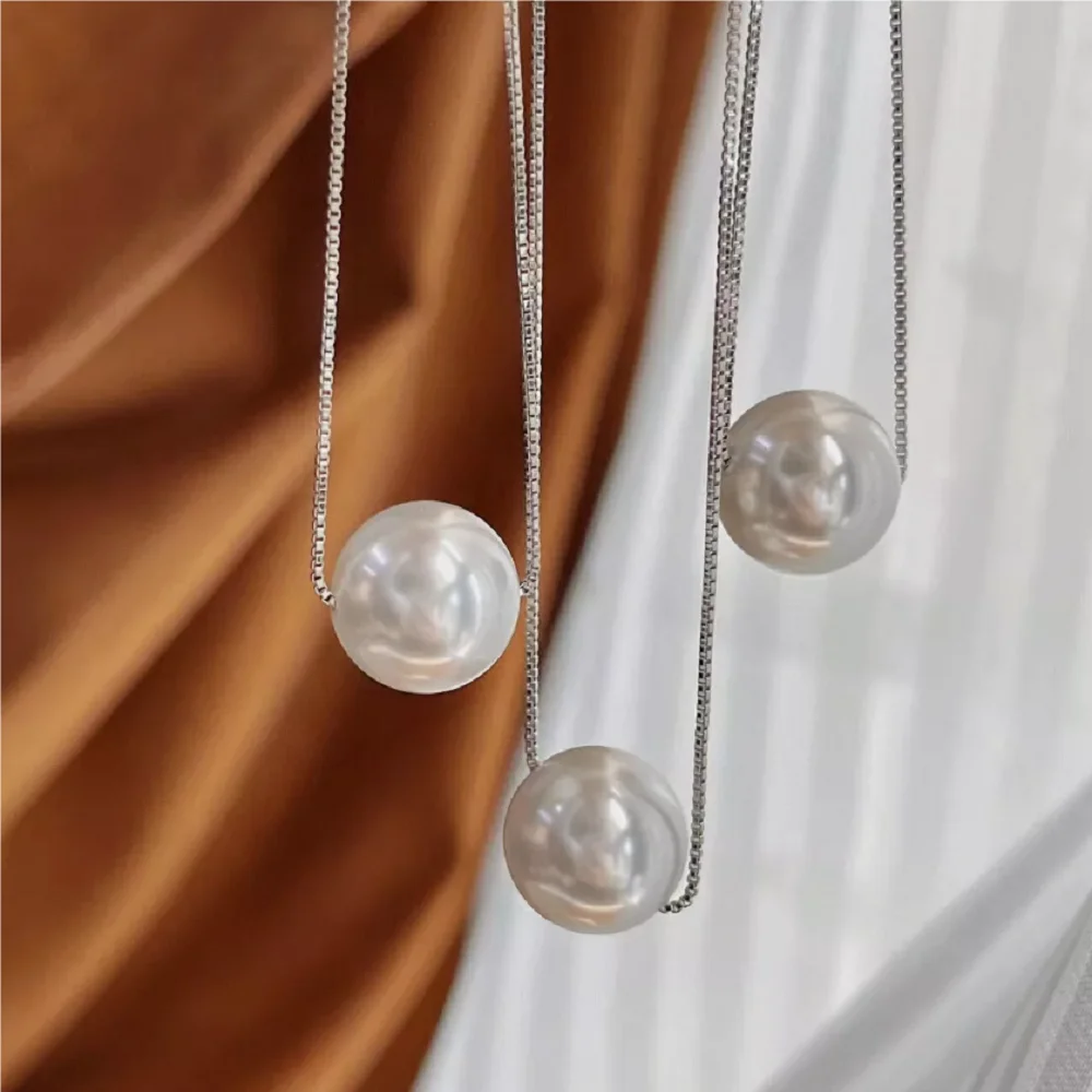 Natural 1 necklace 9-10mm 10-11m 11-12mm Japanese white round pearl exquisite necklace 18 inch925s