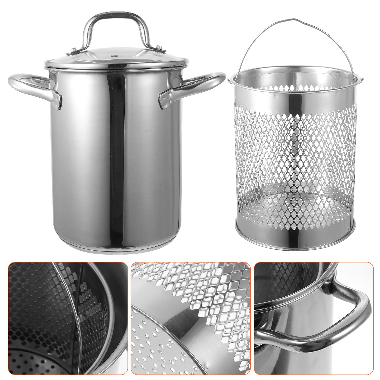 

1Set Stainless Steel Fryer Pot Ideal for Deep Frying Chicken Wings Shrimp Fish Frying Basket Included Camp Picnic Holiday