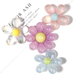 5pcs/lot Acrylic Flower Beads Plated Color 5/8 Petals Loose Spacer Bead for Jewelry Making DIY Charms Phone Chain Accessories