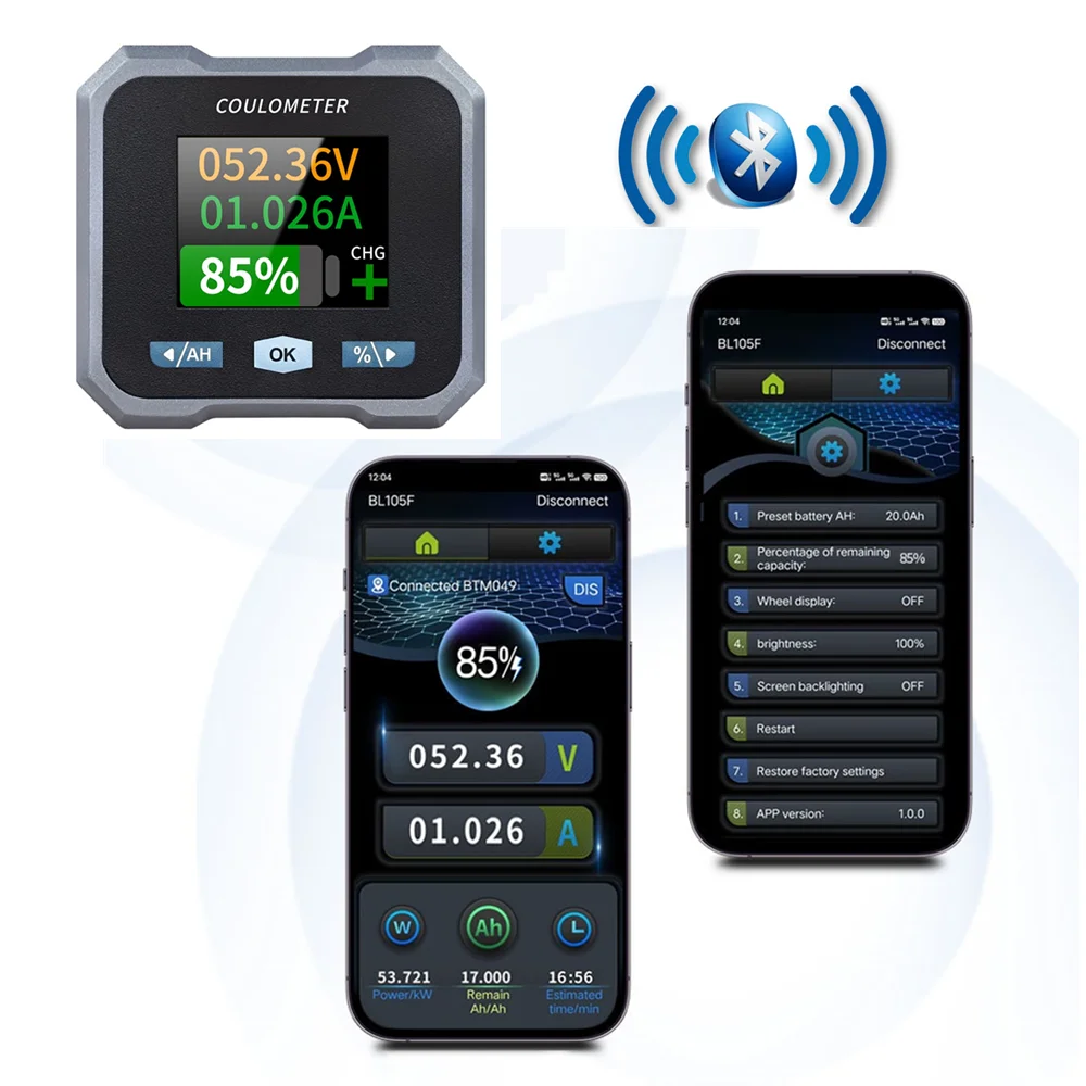 Bluetooth Battery Monitor, Indicador de Capacidade, Coulomb Contador, Amperímetro, Voltímetro, Battery Tester, BL140F, DC 10-100V, 0-400A