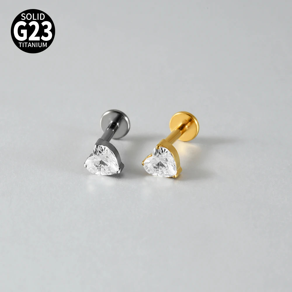 7Pcs Mixed Styles G23 Titanium Internally Thread Labret Stud Marquise White CZ Cartilage Tragus Helix Lobe Piercing Body Jewelry