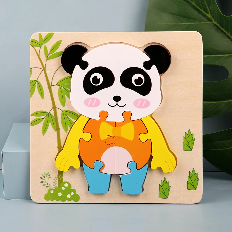 Houten 3D Puzzel Tangram Games Cartoon Dier Voertuig Patroon Kinderen Montessori Educatief Speelgoed Voor Kinderen Gift