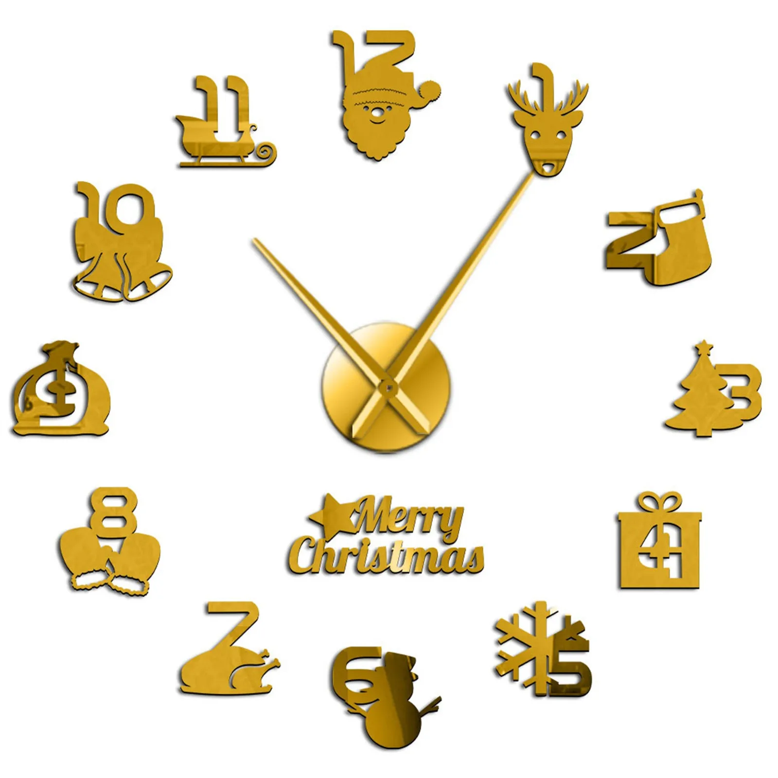 عيد الميلاد نمط ساعة حائط الإبداعية سانتا كلوز الأيائل عيد الميلاد عطلة الفن الديكور احتفالي المنزل على مدار الساعة