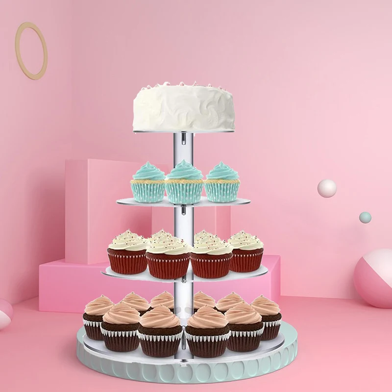 1Set cremagliera per torta in acrilico espositore per Cupcake staccabile espositore per decorazioni per feste di compleanno di nozze utensili da