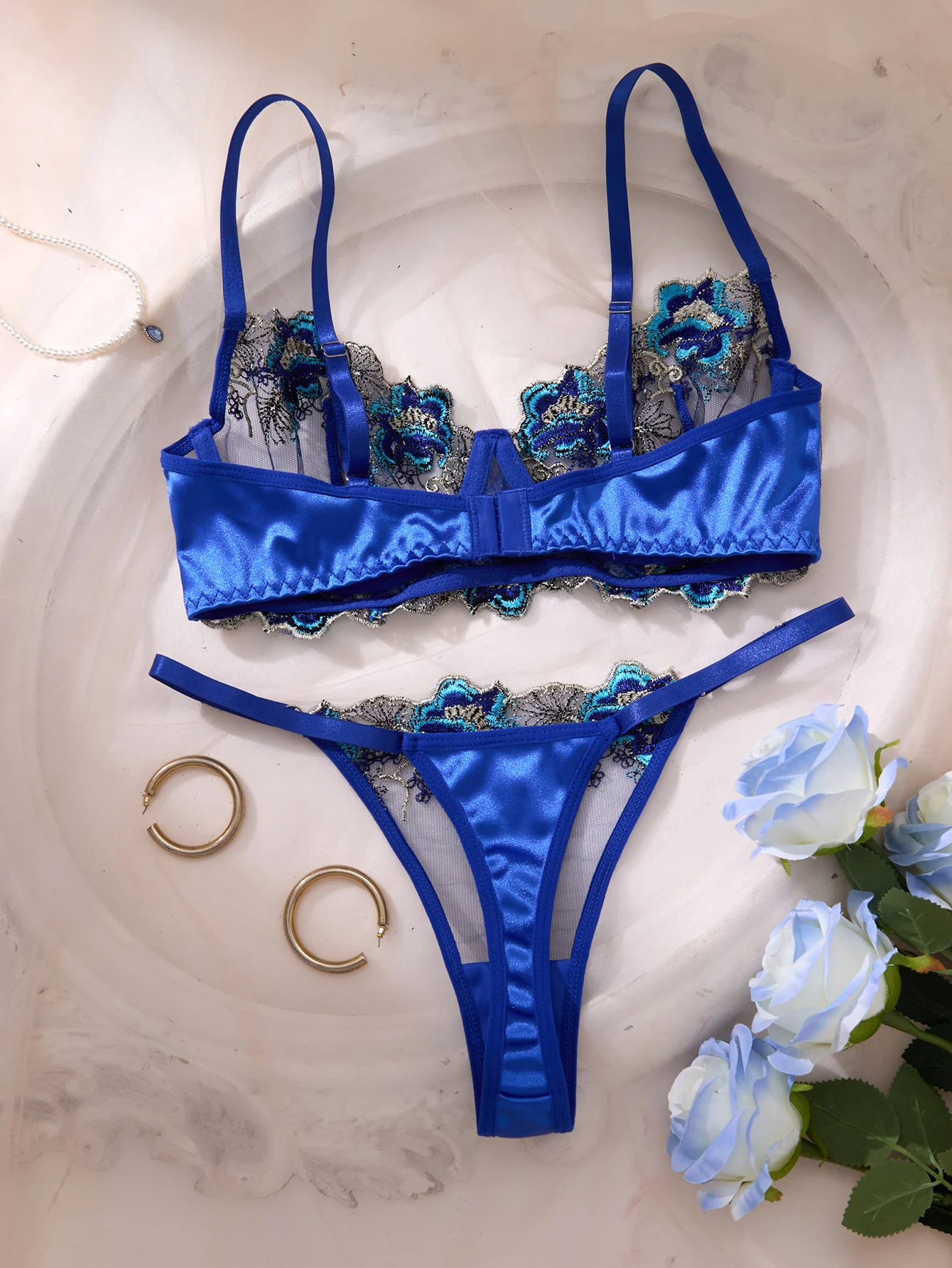 Conjunto de Lingerie de Luxo c - Sheer Mesh Bra avaliação e preço