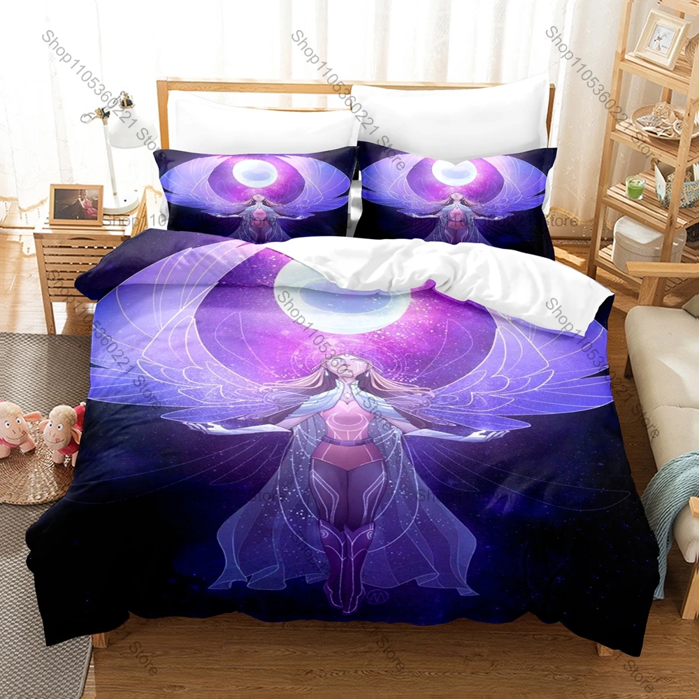 Trendy She Ra Printed Bedding Set, Duvet Cover plus 2 Pillowcases, Magic Adventure Style Soft Microfiber Home Textiles