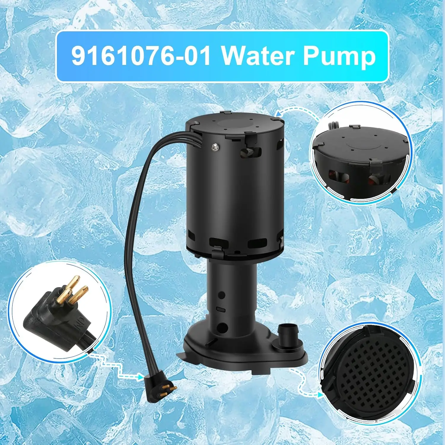 9161076-01 Water Pump 115 Volt 1550RPM ice machine Pump，Replacement ice maker water pump for GPP-1MH-1P and 803338