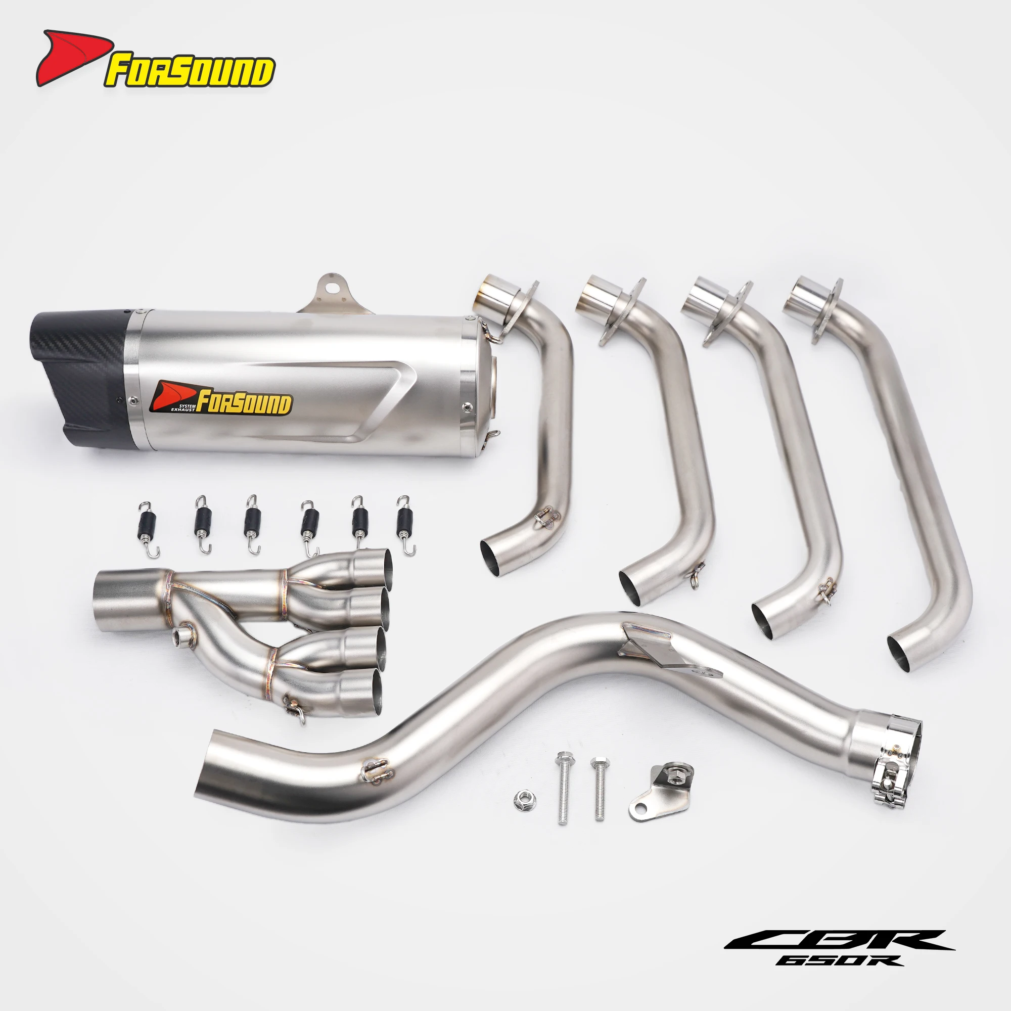 

Stainless Steel Full Exhaust System For HONDA CB650R 2019-2026 Carbon Fiber Tailpipe Perfect Fit Naked Bike Modified Upgrade Kit