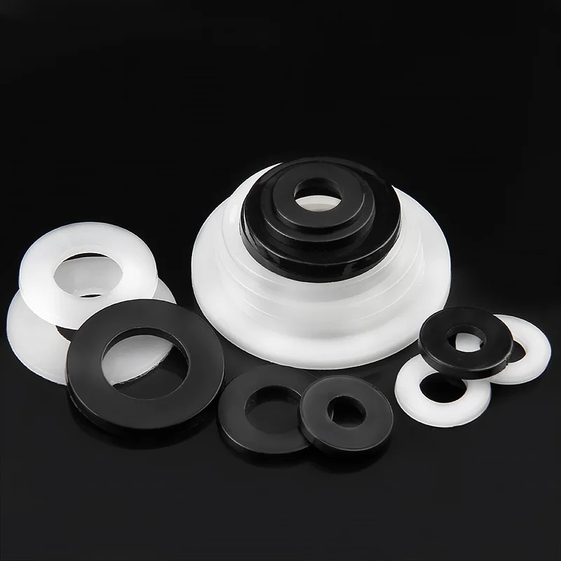 White/ Black Plastic Nylon Flat Washer Plane Spacer M2 M2.5 M3 M4 M5 M6 M8 M10 M12~ M24 Insulation Gasket Ring For Screw 0.5~3mm