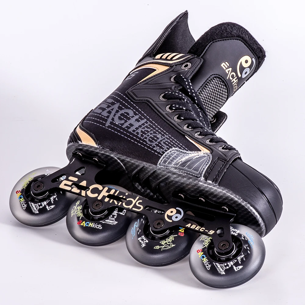 Kinder hochwertige Pu Inline Speed Hockey Skates profession elle Level Carbon Eis Rollschuhe Erwachsene Jungen Leichtmetall rad Material