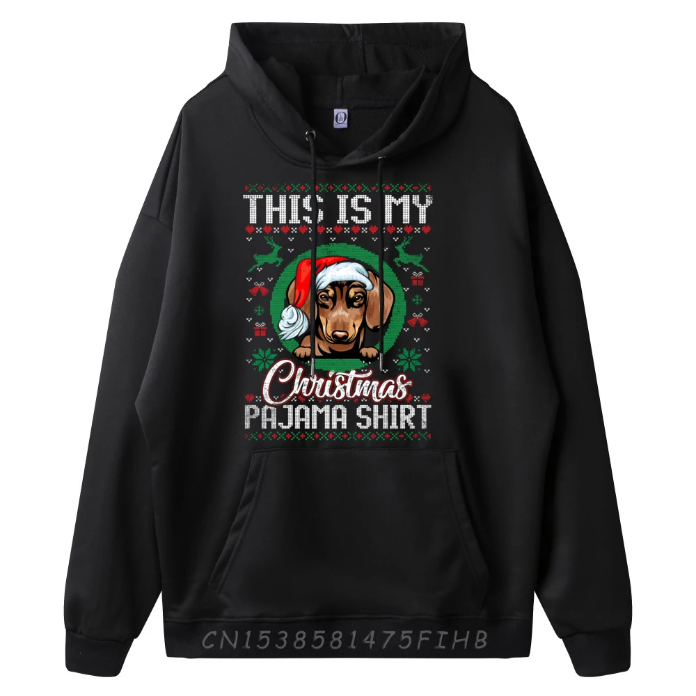 This Is My Christmas Pajama Hoodie Santa Dachshund Men Graphic Tees Mens Men's Sweatshirts