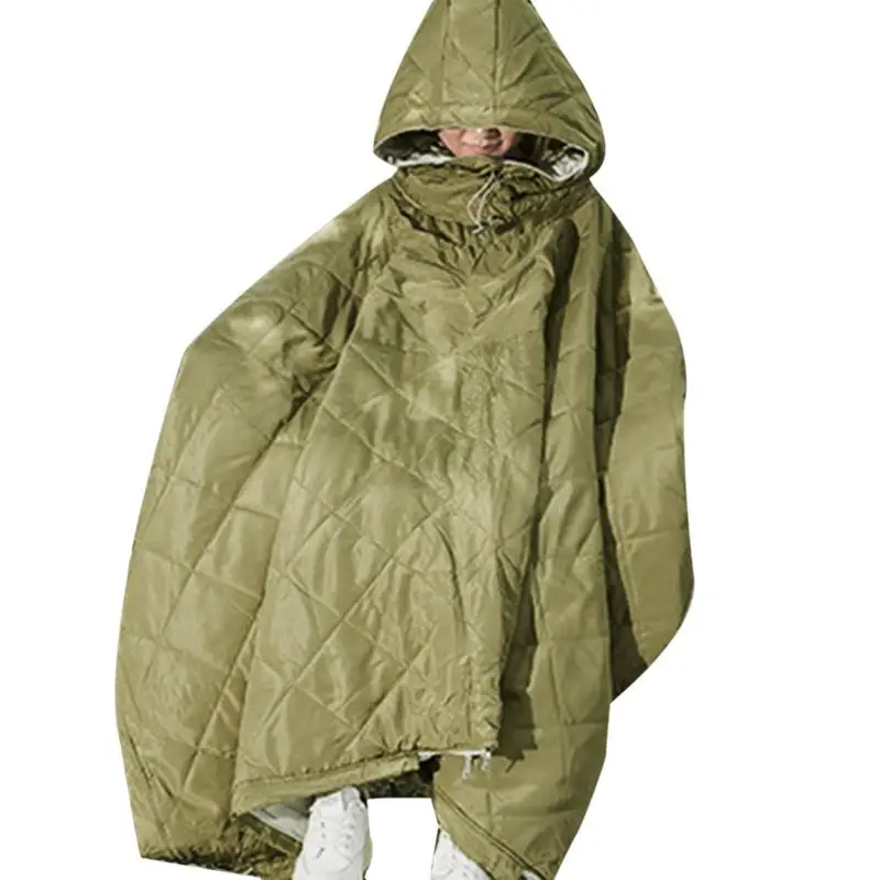 

Insulated Poncho Camp Poncho Sleeping Bag Wearable Hooded Blanket Portable Water-Resistant Lazy Sleeping Bag Winter Poncho For