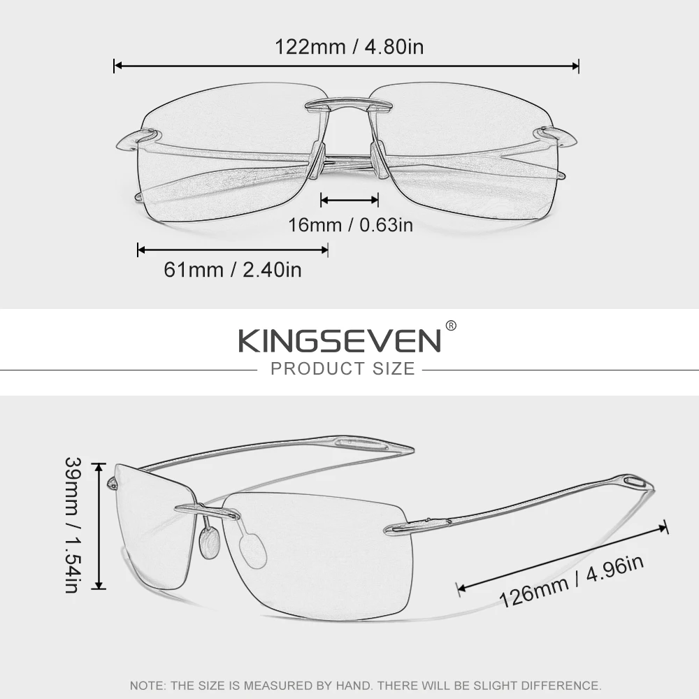 KINGSEVEN Rahmenlose, leichte Sonnenbrille für Damen und Herren, modische Fahr- und Angelbrille, polarisierte UV400-Brille, lässige Brille. – Detail 1