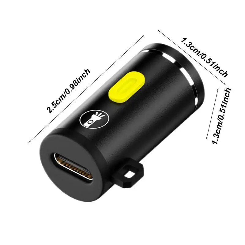 Type-C LED Multifunctional Strong Light Pocket Keychain Flashlight Outdoor Hiking Camping Mini Flashlight Small Pocket Lights