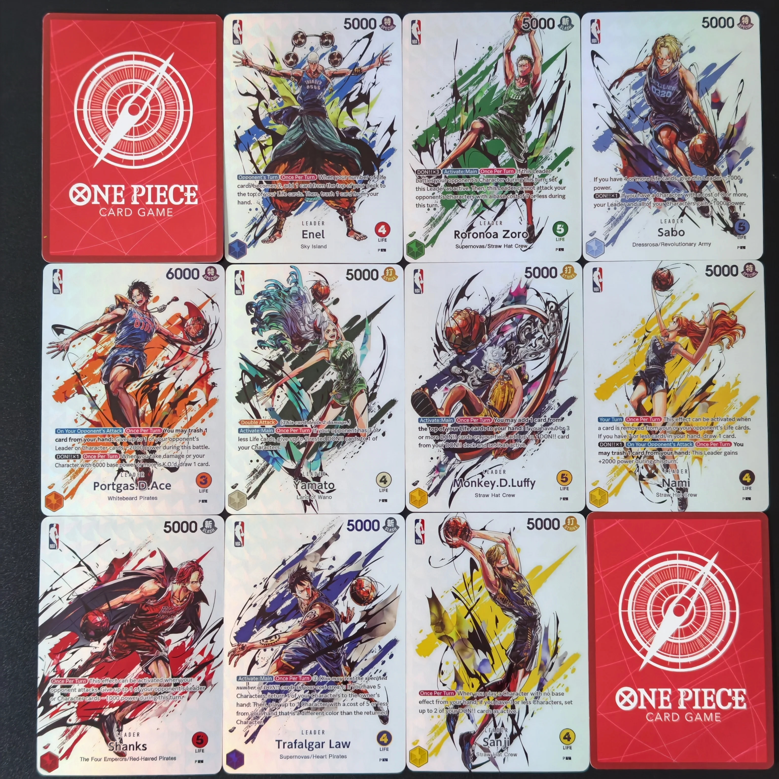 Tarjeta Coleccionable DIY One Piece Serie OPCG de Béisbol Monkey D Luffy Roronoa Zoro Sabo Shanks Ace Yamato Nami Enel TCG