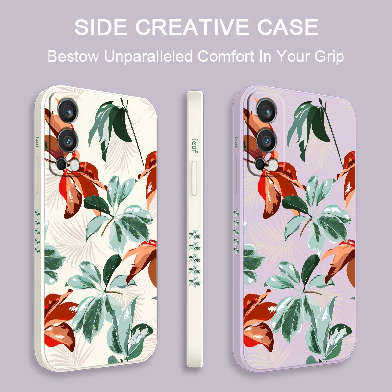 Case For OnePlus Nord 2 3 N20 8T 8 9 Pro ACE 2V Soft Luxury Fashion Colorful Leaf Pattern Silicone Shockproof Phone Cover Coque