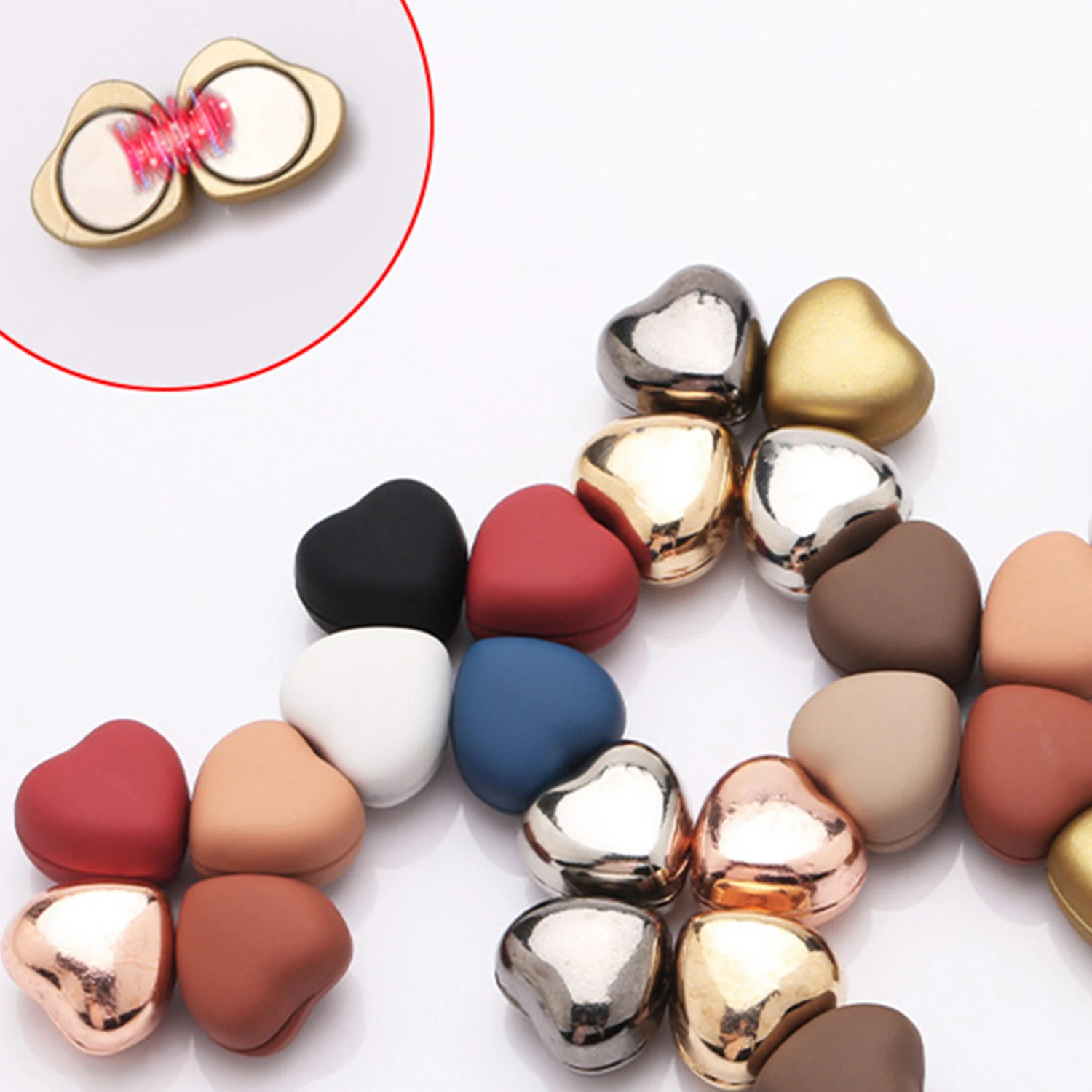 1 Pair Heart Shape Muslim Hijabs Strong Magnetic Pins Buckle Women Cardigan Safe Magnet Hijabs Scarf No Hole Accessories