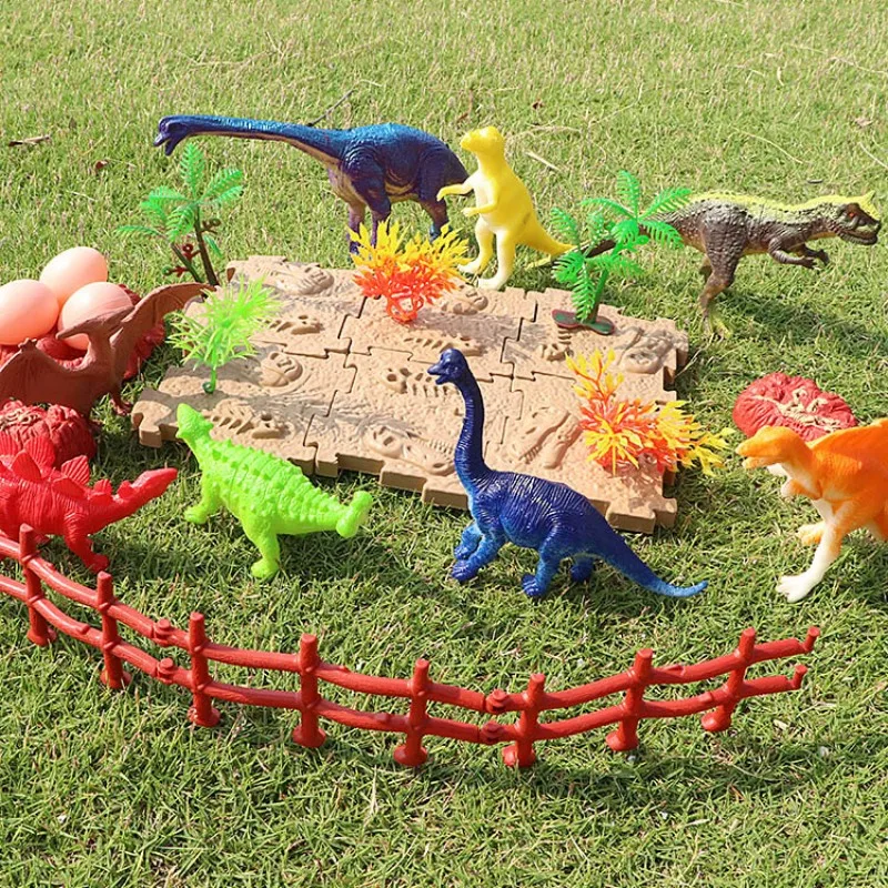 Jurassic Dinosaur Soft Rubber Tyrannosaurus Rex Brachiosaurus Model Set Basket Rich Scene Educational Toys