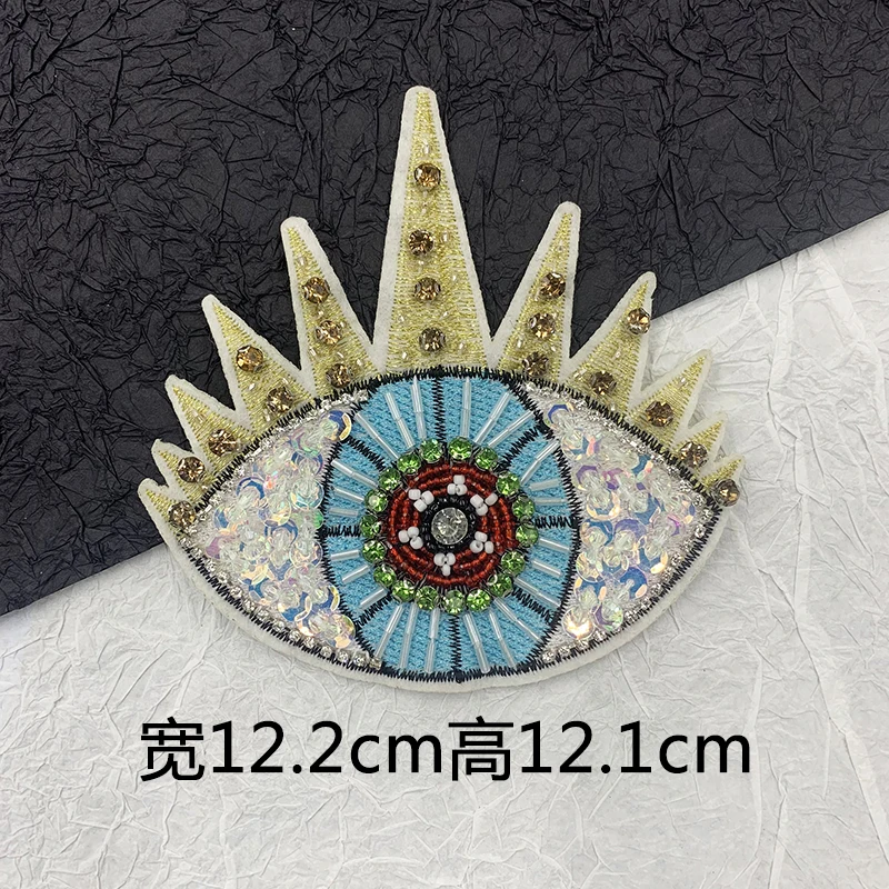 3D Handmade Unique Embroidery Diamond Pearl Colorful Eyeball Fashion Patches For Hats  DIY Sewing Accessories Punk Decoration