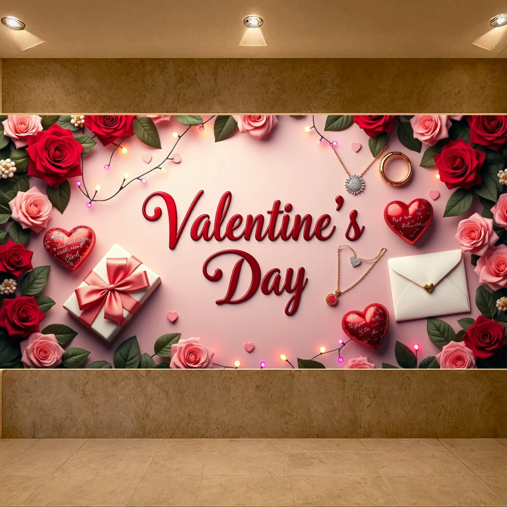 Roses   Photo booth   Romantic   Customizable   Printed   Background   Decorative   Banner   for Wedding