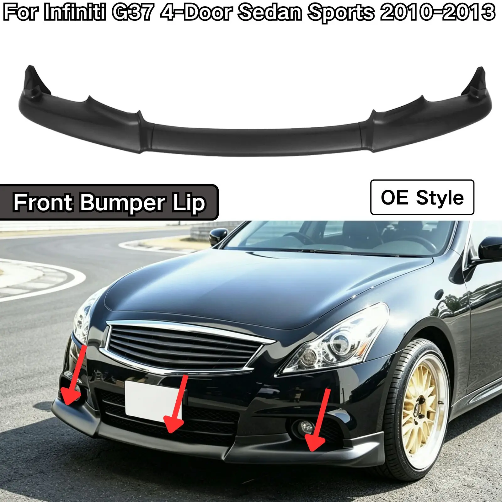 For Infiniti G37 4-Door Sedan Sports 2010-2013 Front Bumper Lip Matte Black Glossy Black Spolier Car Accessories ABS Plastic