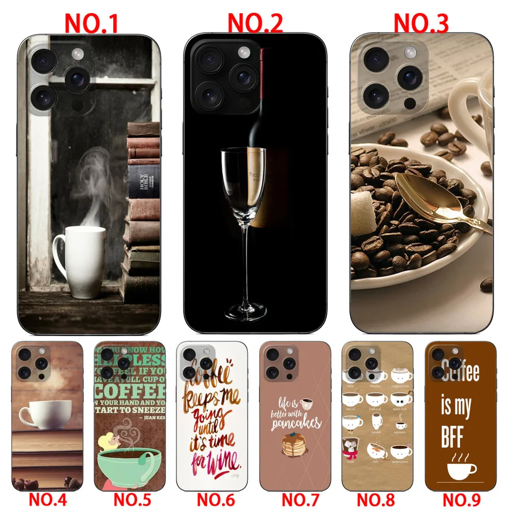 Coffee Wine books phone case  for iPhone 14 14 Plus 14 Pro 14 Pro Max 15 15 Plus