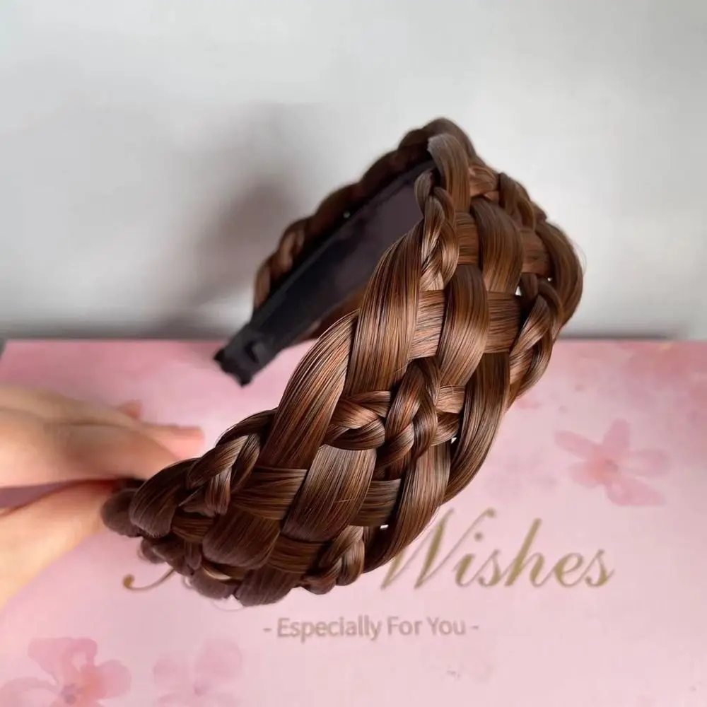 

High Cranial Top Artifact Twist Braided Non-slip Six Strand Wig Headband Korean Style Headwear Wide Hair Hoop Female Hairbands