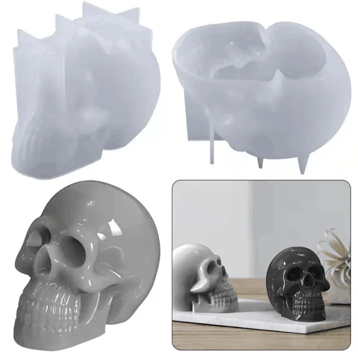 Aouke Skull Candle Silicone Mold Epoxy DIY Desktop Ornament Decorative Gypsum Soft Pottery Clay Tool Skull Silicone Mold