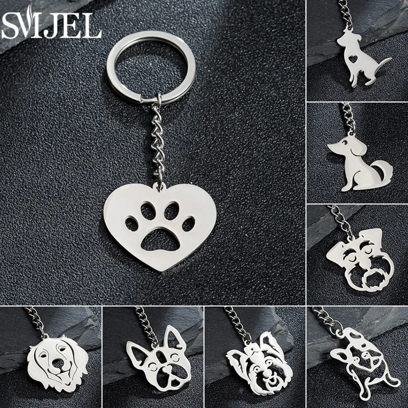 Fashion Pet Memorial Keychain Dog Pendant Stainless Steel Animal Keyring for Women Bag Jewelry French Bulldog Key Accessories