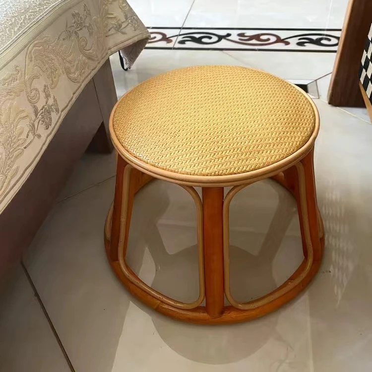 Handmade Rattan Weaving Small Foot Rest Stool Home Living Room Chinese Style Retro eco-friendly Children Stool