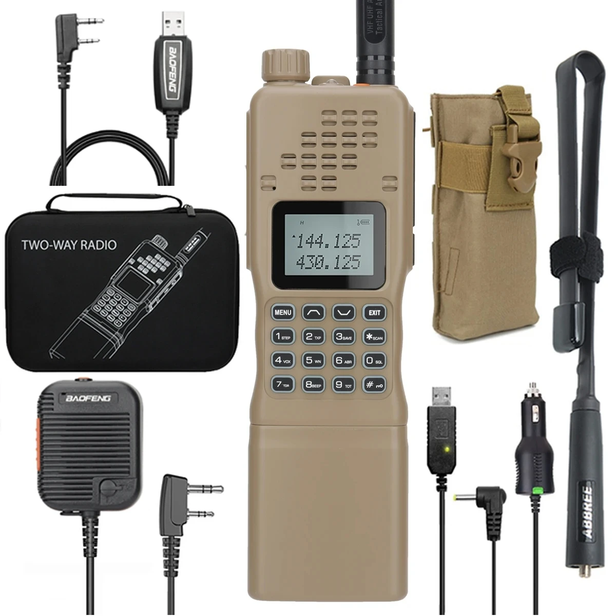 Baofeng AR-152 워키토키 VHF UHF 햄 CB 전술 군사 양방향 라디오, 더 큰 배터리 AN /PRC-152 듀얼 밴드 트랜시버, 15W