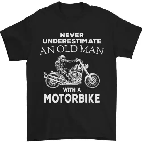 Biker Old Man Motorbike Motorcycle Funny Mens T-Shirt 100% Cotton