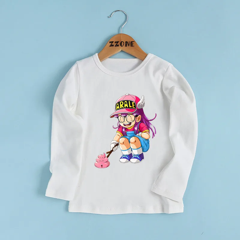 Anime Arale Dr Slump Cartoon Cute Kids T shirt Children Kawaii Funny Clothes Baby Boys and Girls Long Sleeve T-shirt,LKP5476