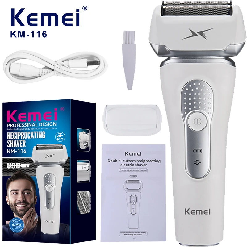 Kemei Electric Razor for Mens Electric Shavers Rechargeable Wet Dry Electric Razor Shaving Machines Pop Up Trimmer for Travel