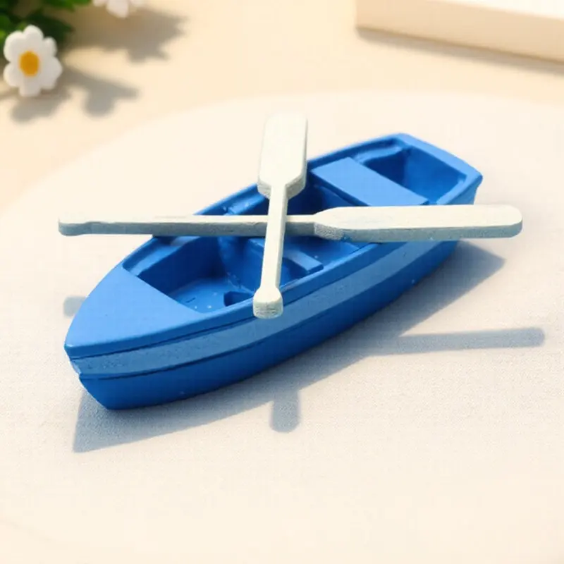 

5 комплектов миниатюрных каноэ из смолы с веслами, премиум-класс, для микроландшафта, украшение для входной двери, офисного стола, декор в виде мини-лодки