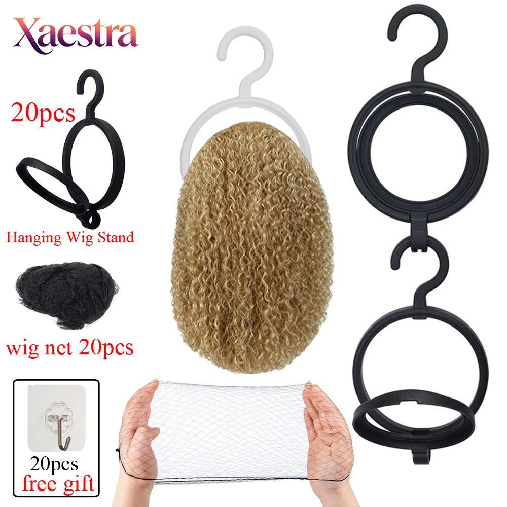 2026 New Wig Storage Kit Wig Hanger And Nylon Hair Net For Wigs Storage Display Stackable Hanging Wig Stand Plastic Wig Hanger