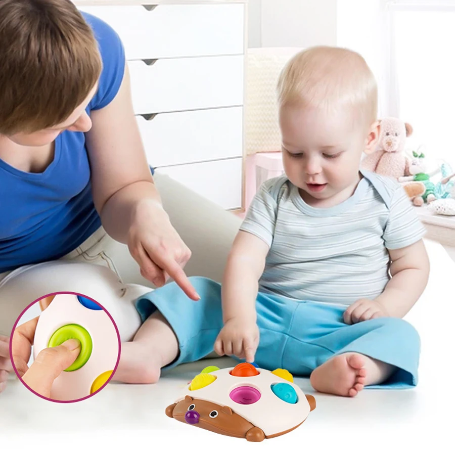 

Мягкая сенсорная игрушка Монтессори для малышей, ежик, простая тактильная доска для упражнений на палец с ямочками, игрушка для ребенка 0, 36 месяцев