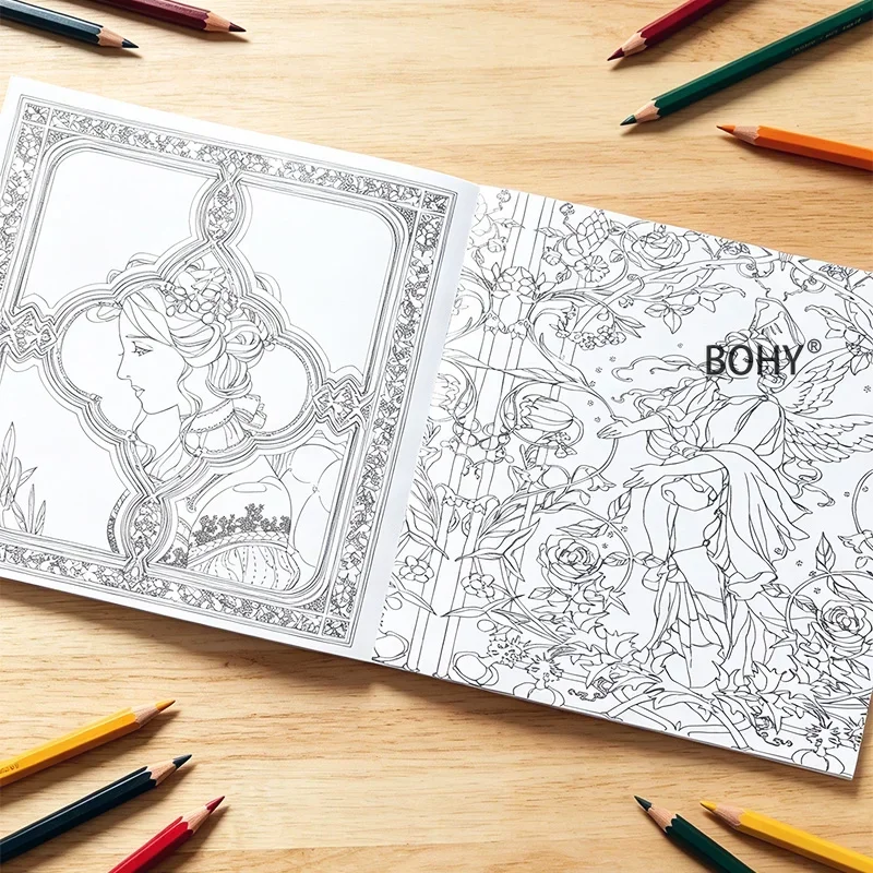 1 Large-sized Retro Palace Fairy Tale Coloring Book, 24 Pages, for Adults To Relax At Home, and Enhance Focus, An Exquisite Gift