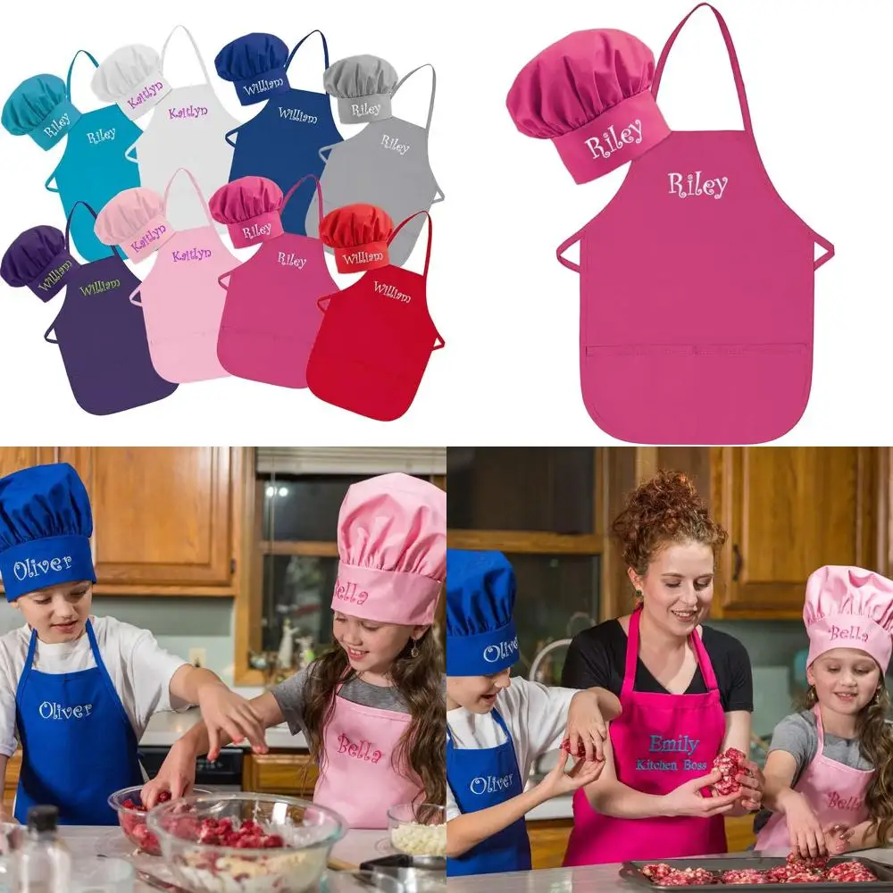 

Детский фартук и шапочка с вышивкой на заказ, сделанные в США, для малышей и детей