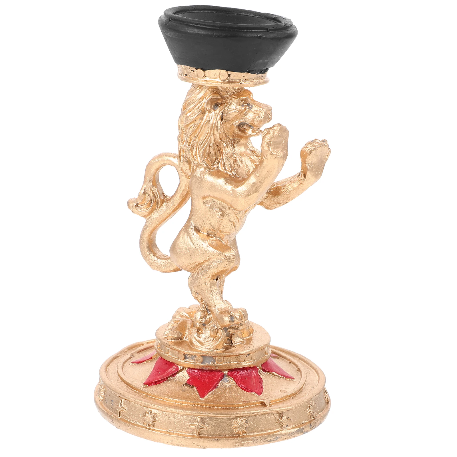 

Lion Decorative Resin Stand for Collectibles Practical Golden Ornament Display Rack Vintage Style