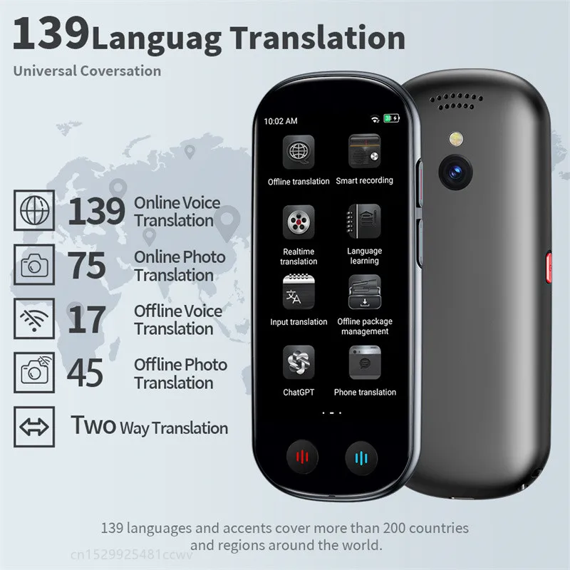 Z9 Portátil Tradutor de Voz Inteligente, Tempo Real, Multilíngue, Fala Interativa, Tradutor Offline, Viagens de Negócios, 139 Idiomas