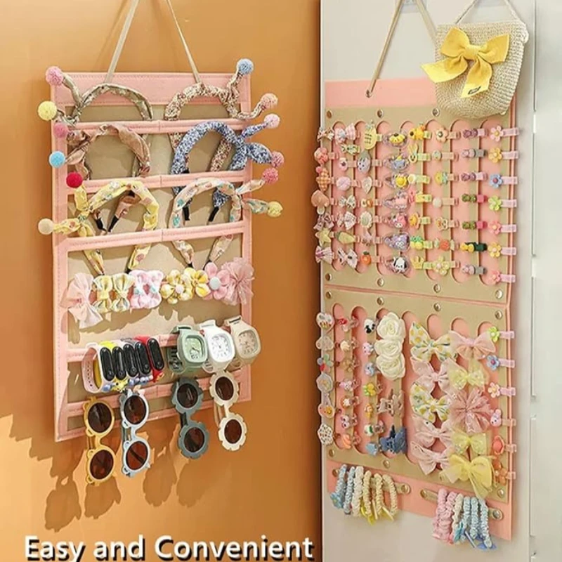 Wandmontierter Haarschmuck-Organizer Haarschleifenhalter Haarklammern Scrunchies Sonnenbrillen Uhren-Display Mädchen Kinderzimmer Deko – Detail 3