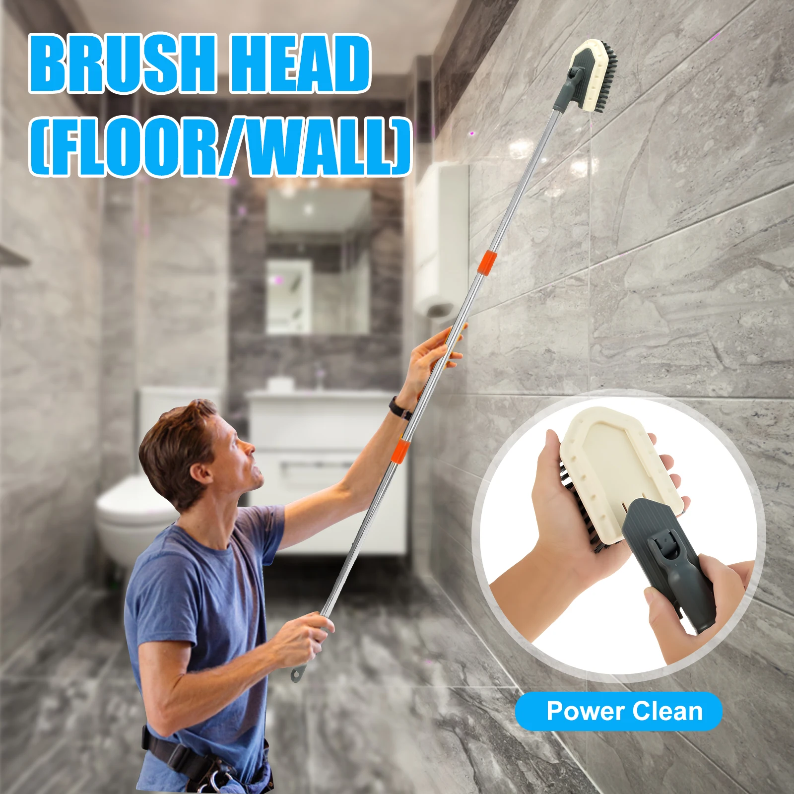 Wall Cleaner Mop with 85 Inch Long Handle Baseboard Cleaner Mop Tool with 360° Rotating Triangle Shaped Mop Head 25 to 85 Inch