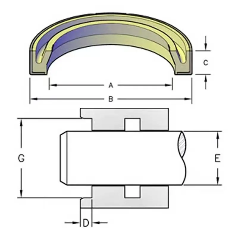 44.95~50×4~8×3.2~9 PX DLI Type Of Oil Seal High Quality Excavator Bucket Dustproof Wear-resistantPolyurethane Single Lip