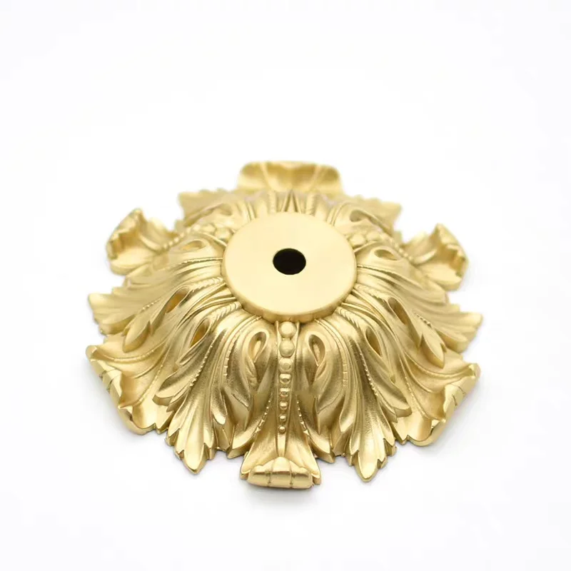 French Country Solid Brass & Ceramic Lamp Base Floral Fringe Trim for Bottle-Shaped Lamps