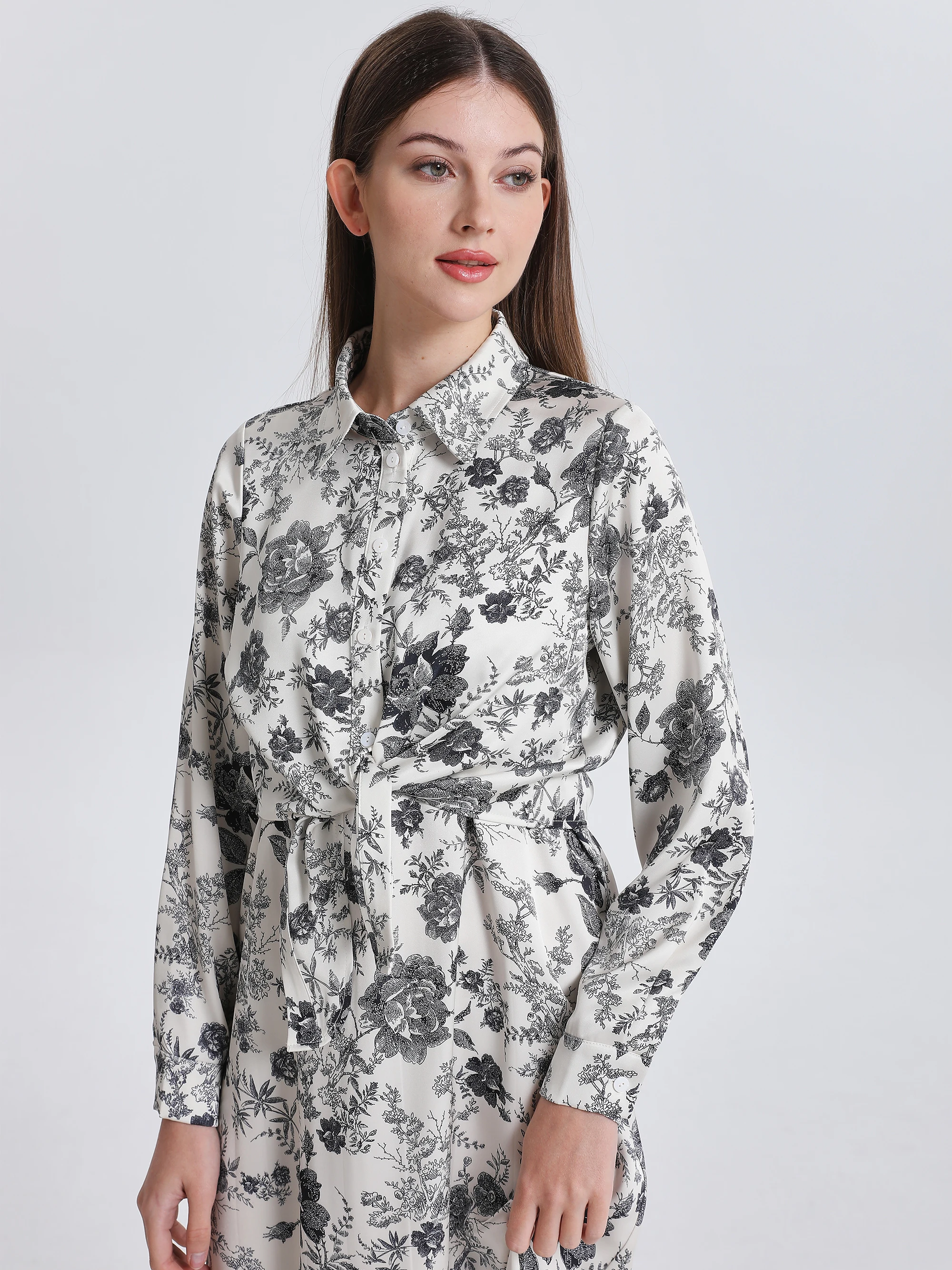 AP SS25 Women Floral Printing Satin Slip Dress Knitting Cardigan Elegant Skirt image 4