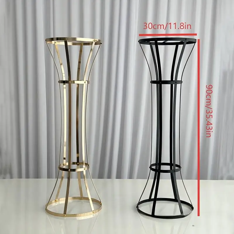 Hochzeits-Blumenständer 90cm Gold/Schwarz, Bogen-Dekoration für den Gang, Romantisches Tischdekorationselement, Dekoration für Zuhause und Veranstaltungsorte – Detail 2