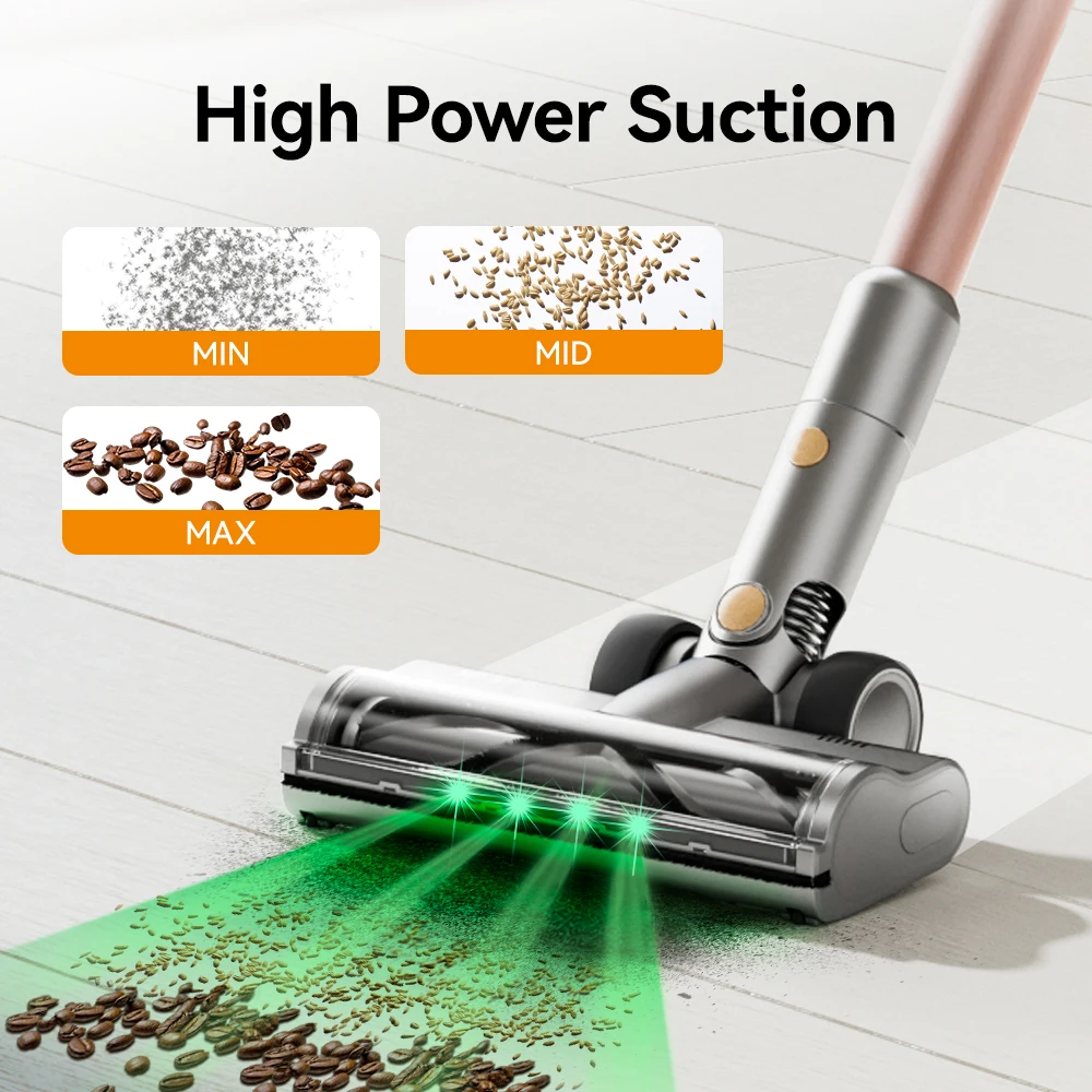 مكنسة كهربائية لاسلكية، مكنسة كهربائية بقوة 350 وات/24 كيلو باسكال مع شاشة تعمل باللمس، مكنسة كهربائية لسجادة شعر الحيوانات الأليفة والأرضيات الصلبة لمدة 60 دقيقة