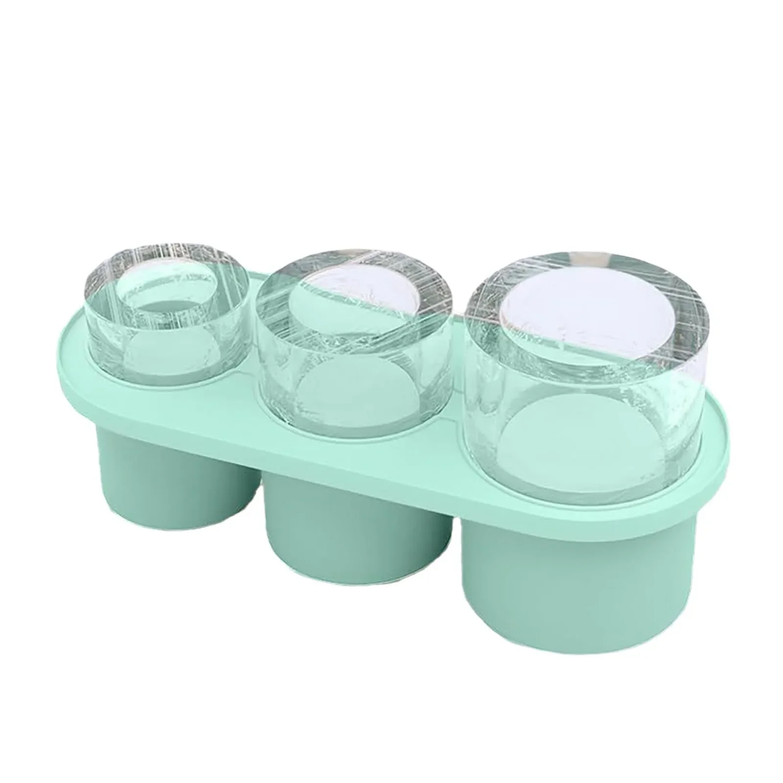 3-Grid Ice Cube Tray For Stanley 30/40 Oz Tumbler Cups Reusable Cylinder Silicone Ice Cube Molds With Lid For Drink Juice Coffee