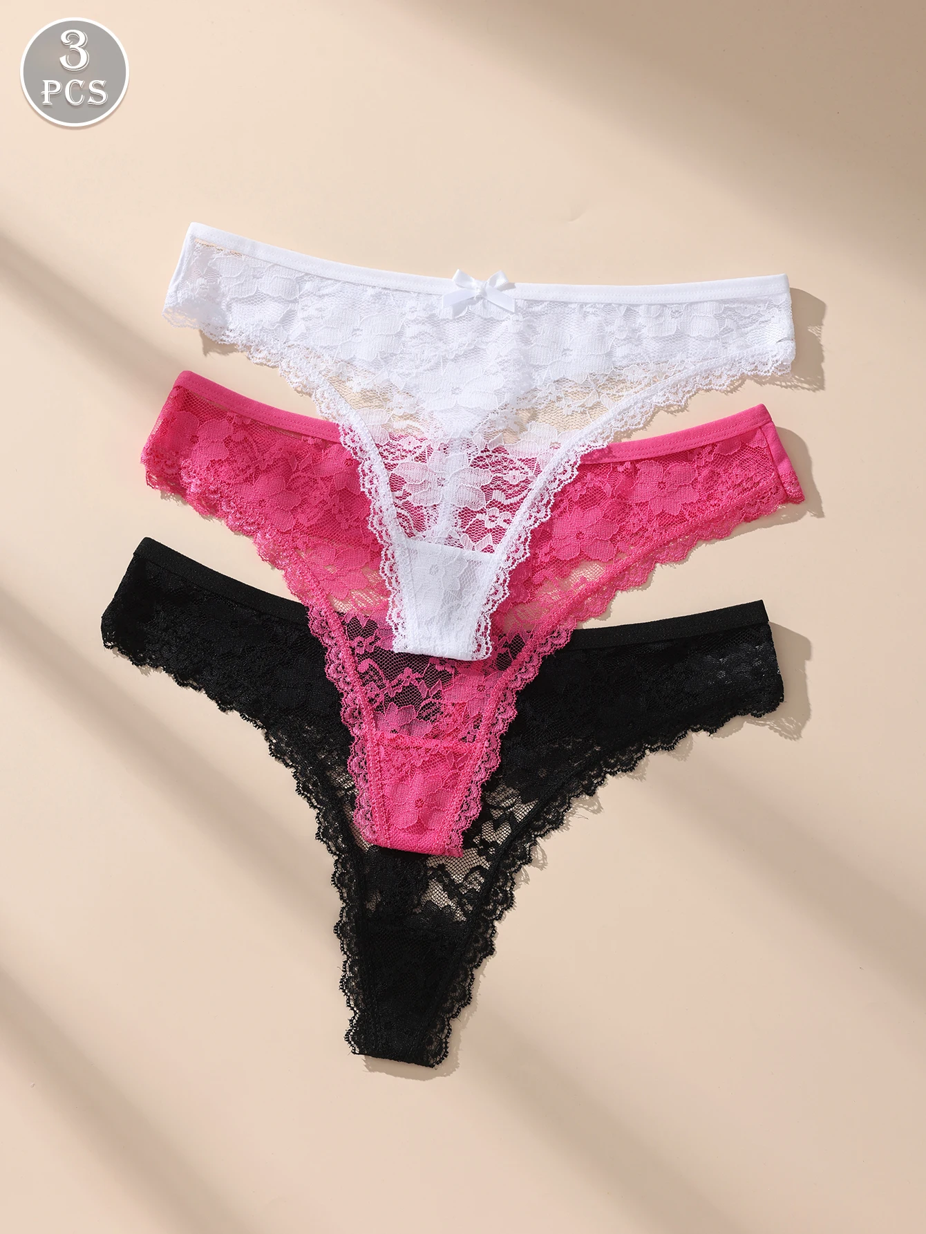 Awesomea 3Pcs Women’s Lace Bow Underwear – Soft Comfortable Low Waist Panties – Breathable Stretchy Seamless Lightweight Briefs - Image 4